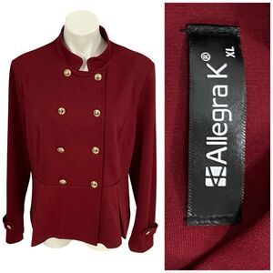Allegra K Blazer Womens XL Red Jacket Office Corpcore Career Boardroom Military